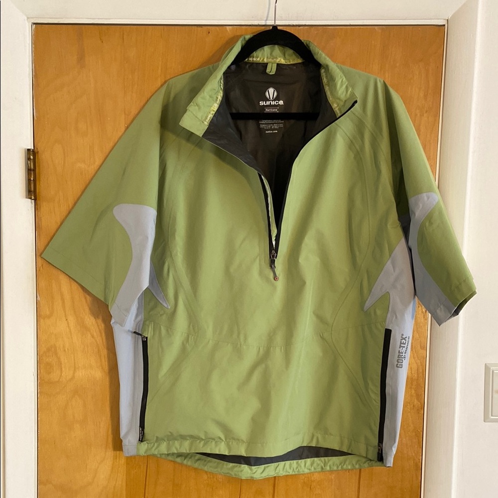 Sunice Olive and Light Gray Quarter-Zip Jacket